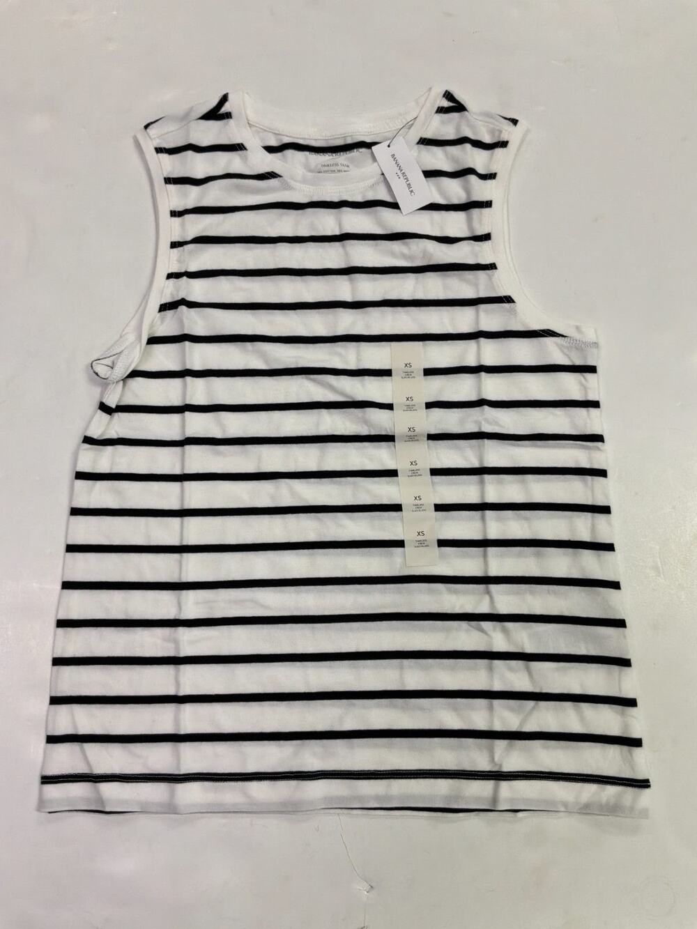 Banana Republic Timeless Tank Women's XS White Navy Striped Sleeveless Crew Top